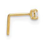 14k 22 Gauge  2.5mm Square CZ Nose Stud