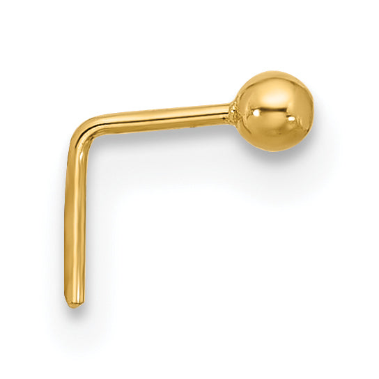 14k 22 Gauge Polished 2mm Ball Nose Stud Secondary image
