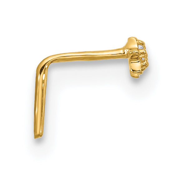 14k 22 Gauge CZ 3-Star Nose Stud Secondary image