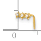 14k 22 Gauge CZ 3-Star Nose Stud
