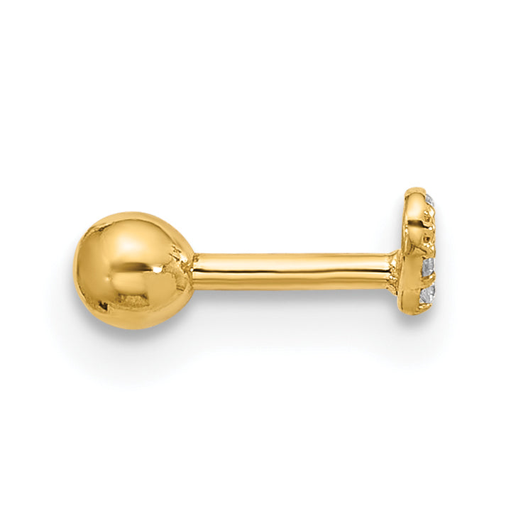 14k 18 Gauge CZ Heart Labret/Face Jewelry Secondary image