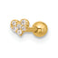 14k 18 Gauge CZ Heart Labret/Face Jewelry