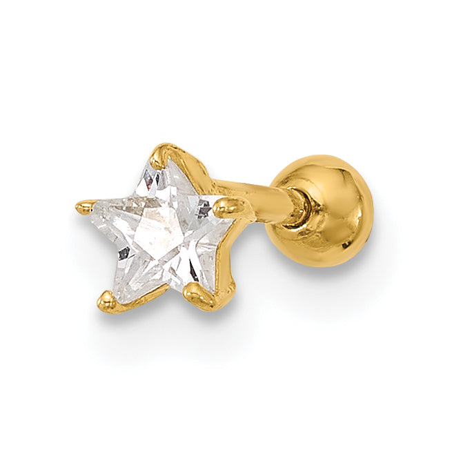 14k 18 Gauge CZ Star Labret/Face Jewelry Main image