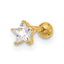 14k 18 Gauge CZ Star Labret/Face Jewelry