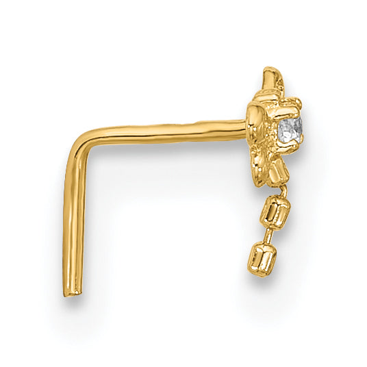 14k 22 Gauge CZ Butterfly Nose Stud Secondary image
