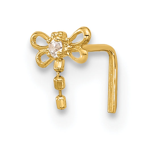 14k 22 Gauge CZ Butterfly Nose Stud Main image