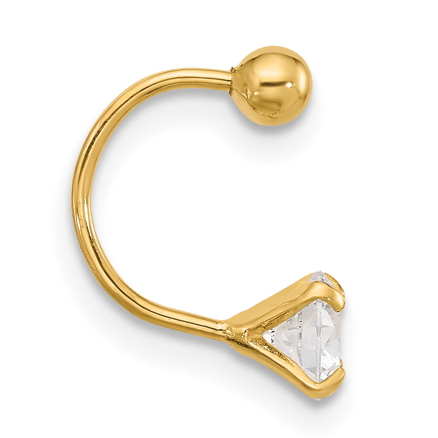 14k 20 Gauge CZ Eyebrow Jewelry Secondary image