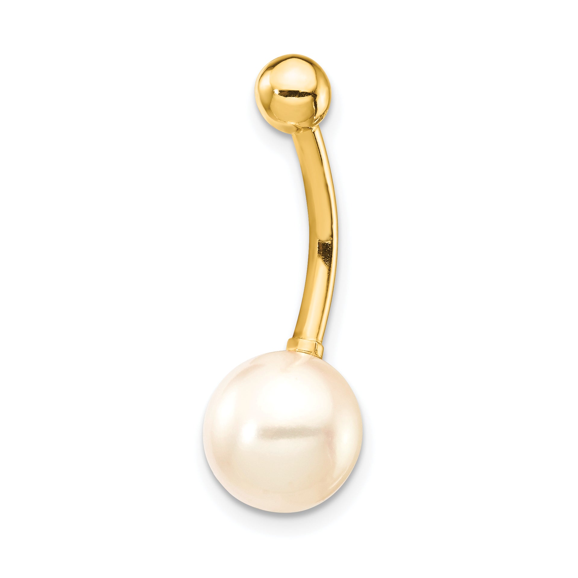 14k 14 Gauge 8mm Freshwater Cultured Pearl Belly Ring Main image