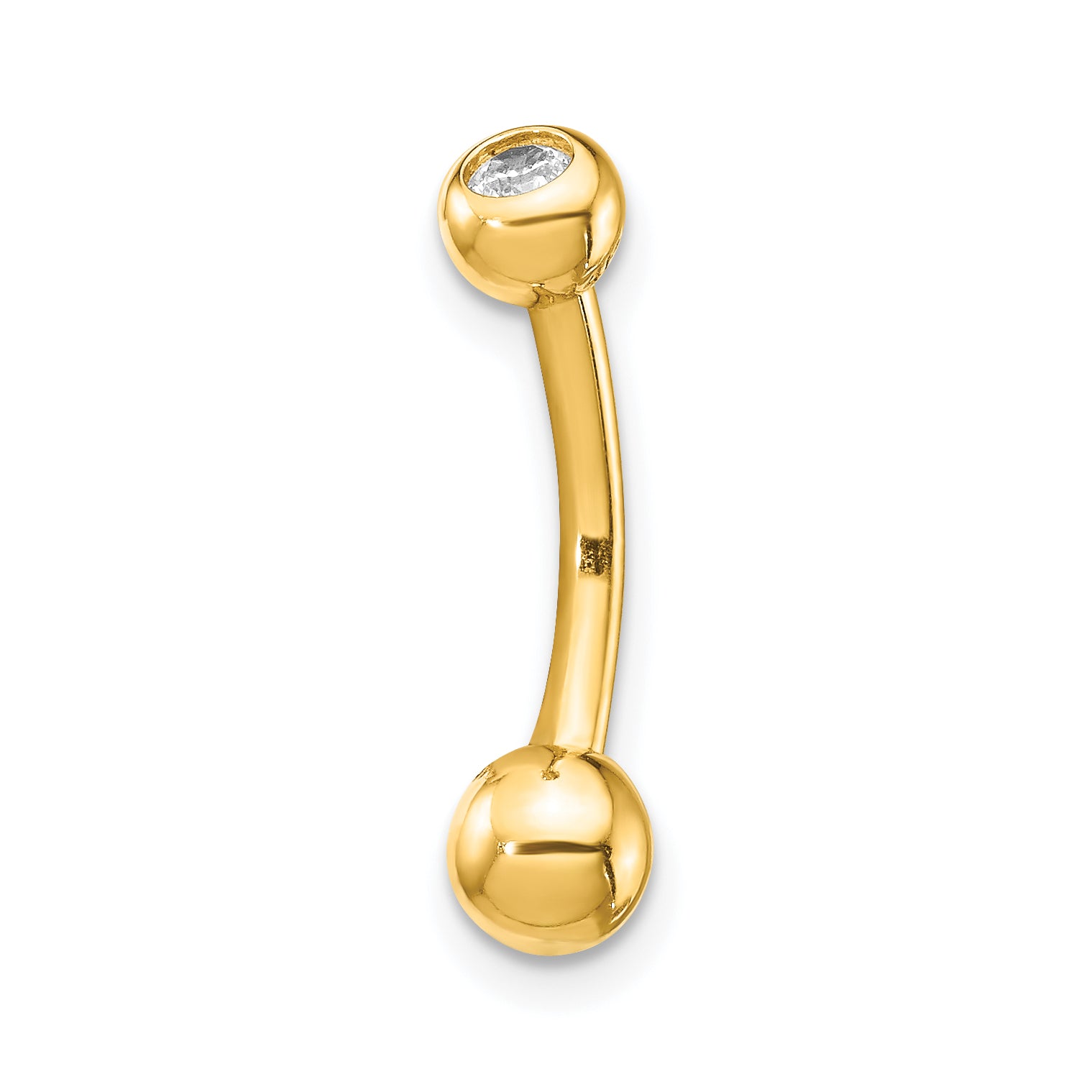 14k 14 Gauge Polished CZ Belly Ring Main image