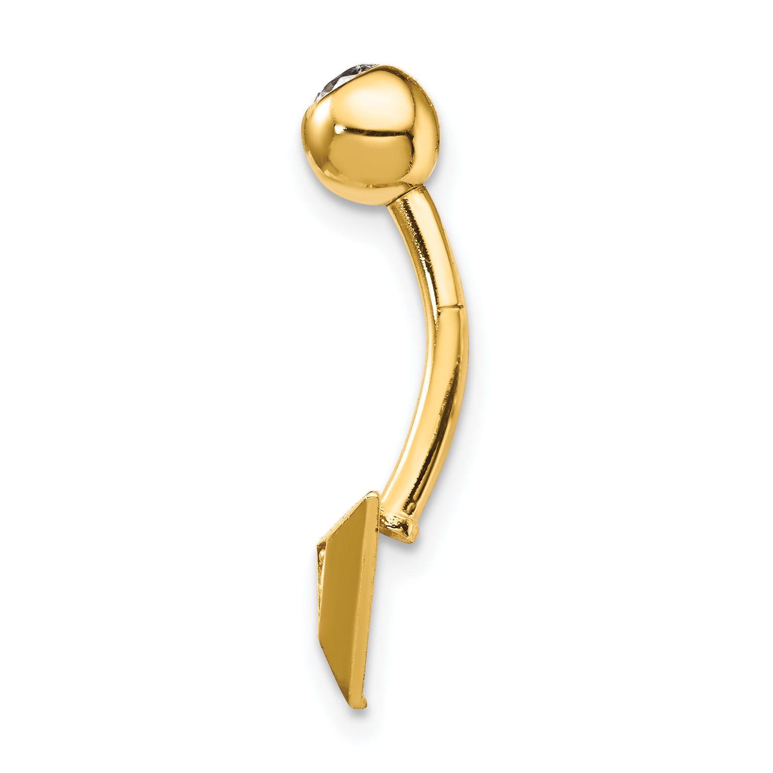 14k 14 Gauge Triangle CZ Belly Ring Secondary image