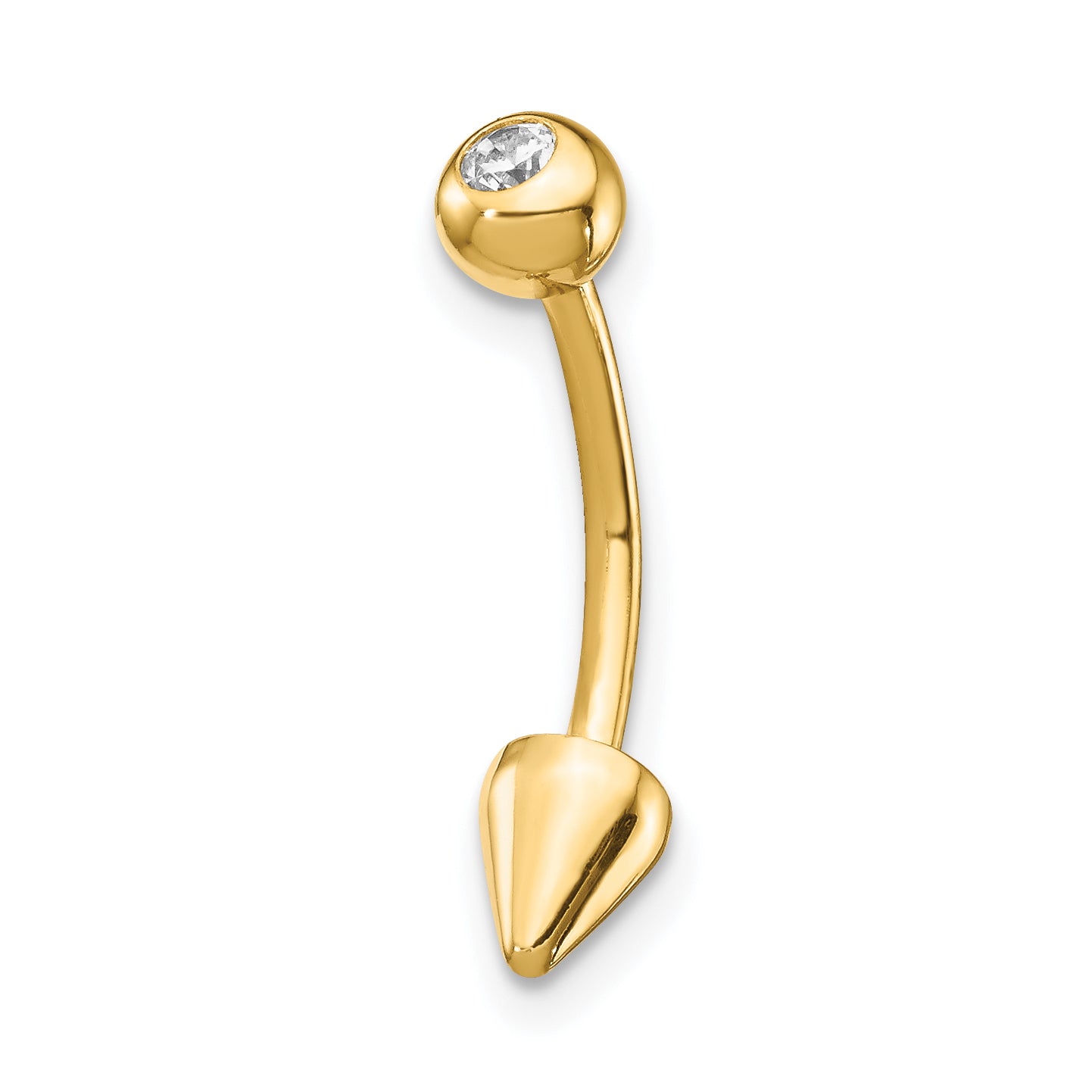 14k 16 Gauge CZ Cone Belly Ring Main image