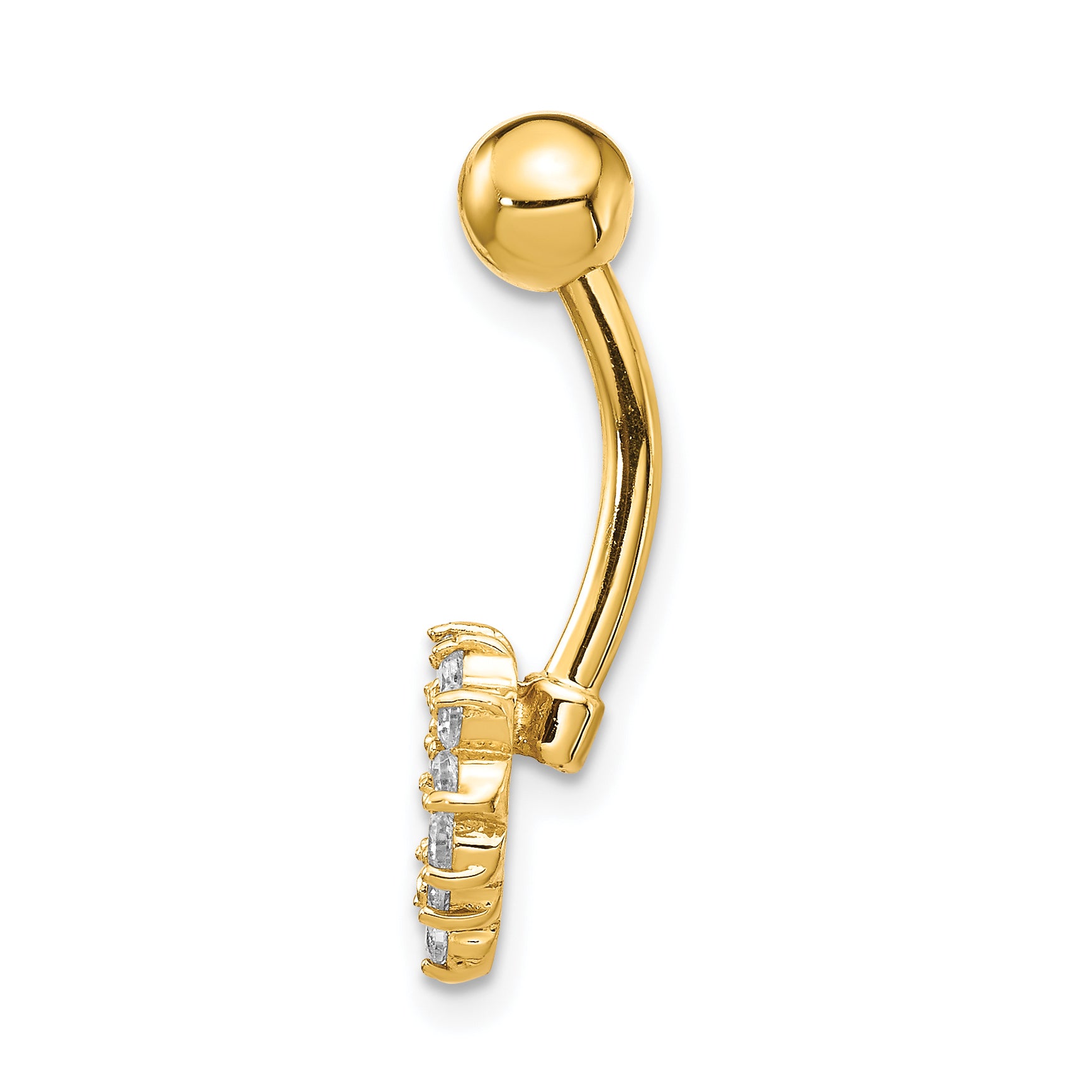 14k 14 Gauge CZ Heart Belly Ring Secondary image