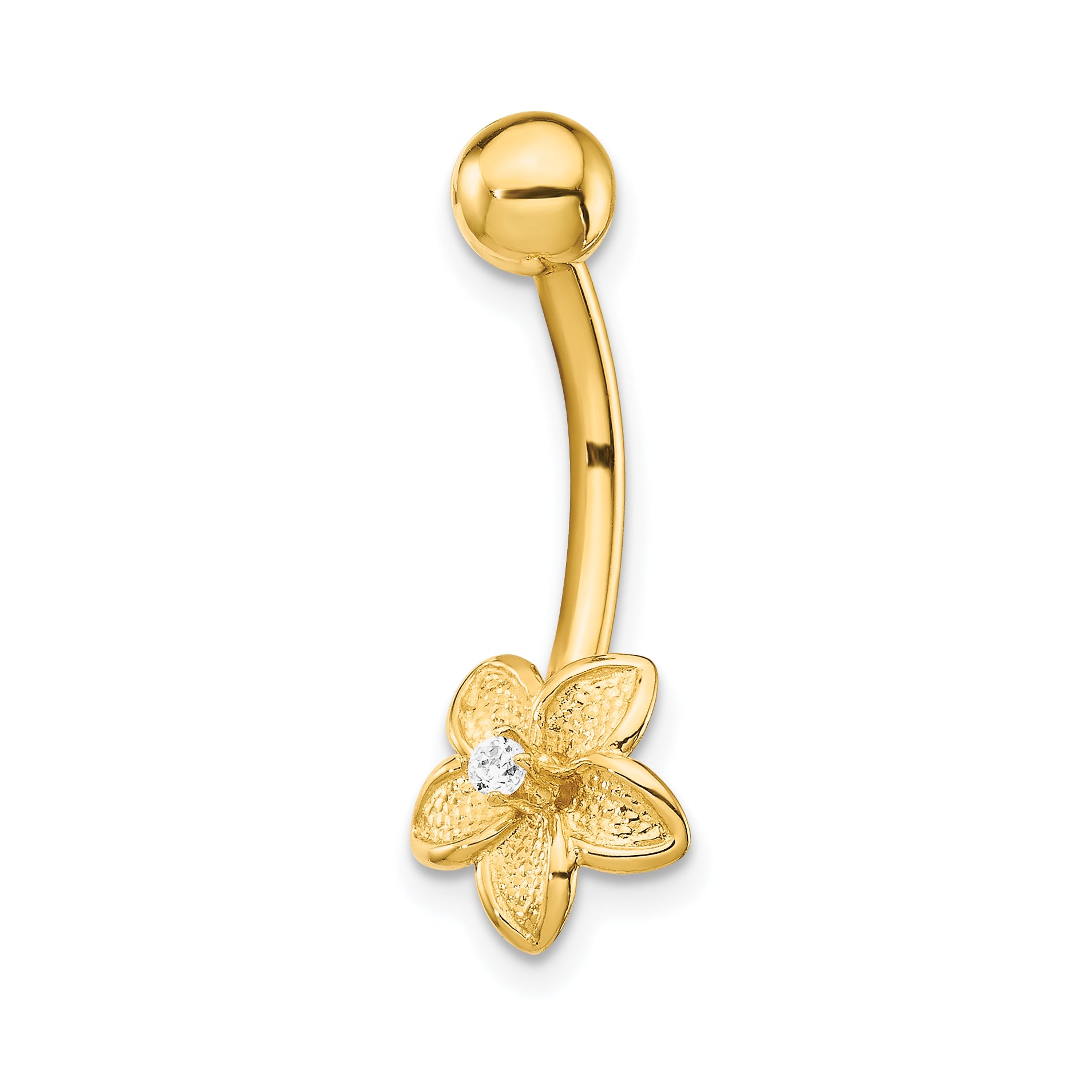 14k 14 Gauge CZ Flower Belly Ring Main image
