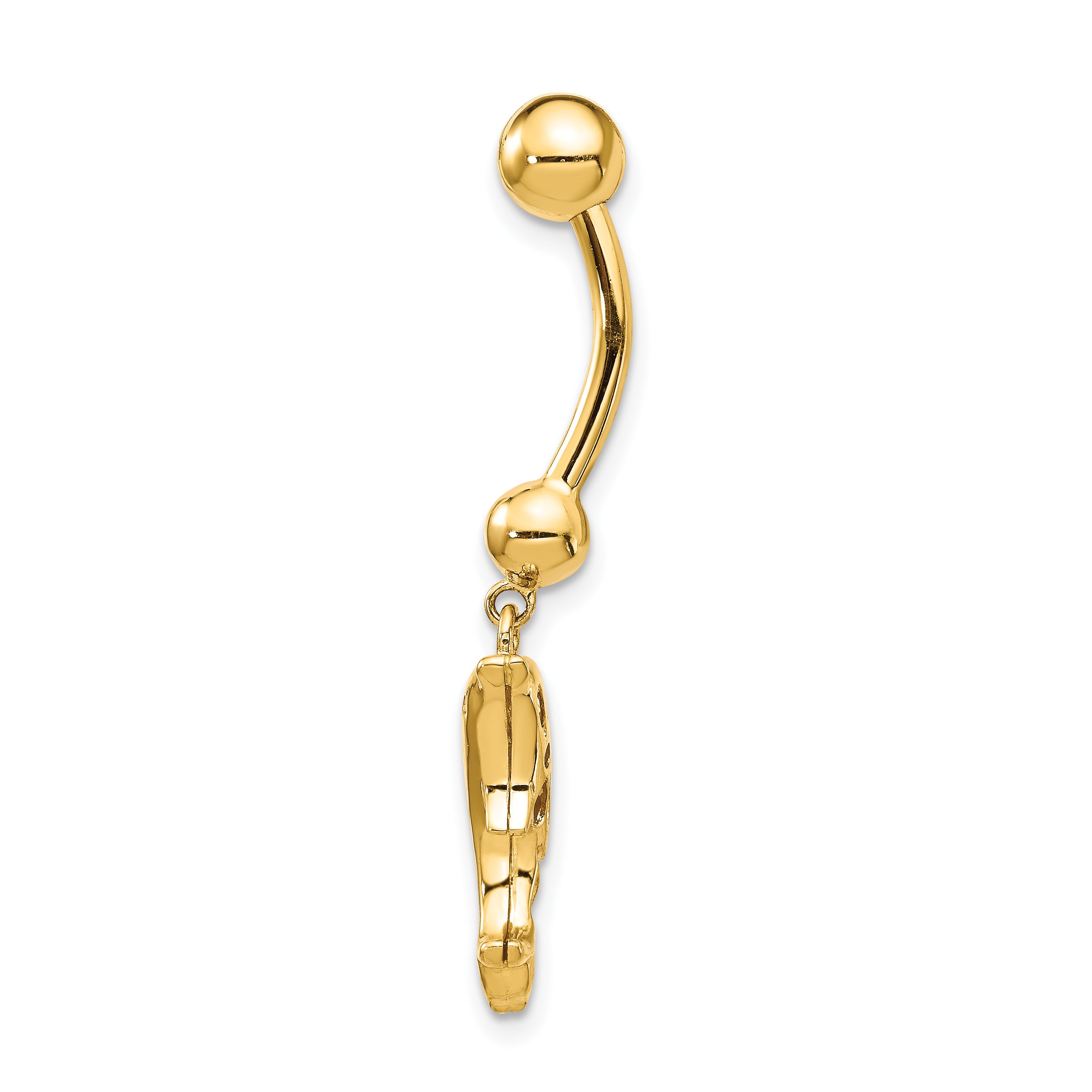 14k 14 Gauge Dolphin Dangle Belly Ring Secondary image