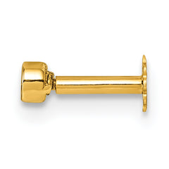 14K Polished Round Bezel CZ 16 Gauge Labret Stud
