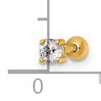 14k 18 Gauge Polished 3.0mm Round CZ Labret Stud