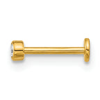 14k 18 Gauge Polished 2.5mm Round CZ Labret Stud