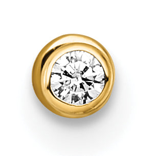 14k 18 Gauge Polished 2.5mm Round CZ Labret Stud