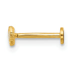 14k 18 Gauge Polished and Textured Marquise-cut CZ Labret Stud