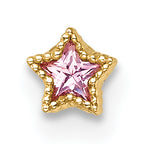 14k 22 Gauge Polished and Beaded Pink CZ Star Labret Stud
