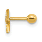 14k 18 Gauge Polished CZ Lightning Bolt Labret Stud
