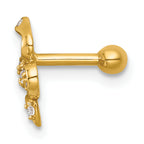 14k 16 Gauge Polished CZ Snake Labret Stud