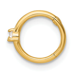 14k 18 Gauge Polished CZ 8.0mm Hinged Cartilage Ring