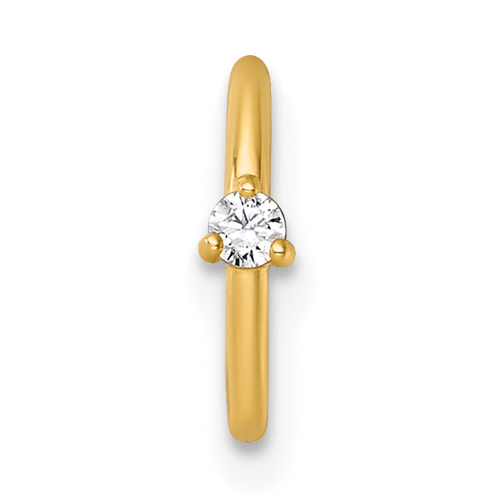 14k 18 Gauge Polished CZ 8.0mm Hinged Cartilage Ring