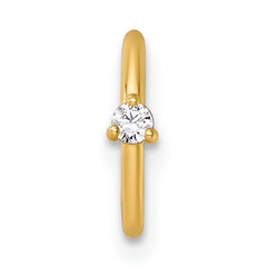 14k 18 Gauge Polished CZ 8.0mm Hinged Cartilage Ring