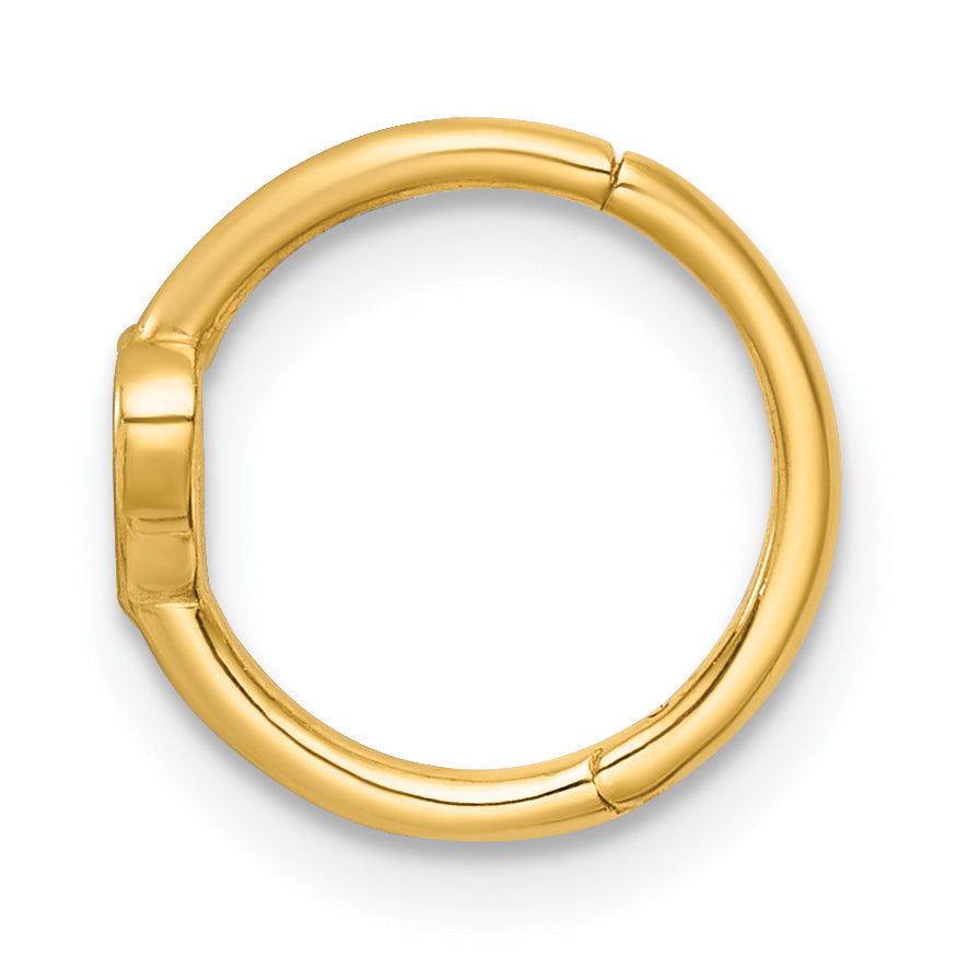 14k 16 Gauge Polished Open Heart 10.0mm Hinged Cartilage Ring