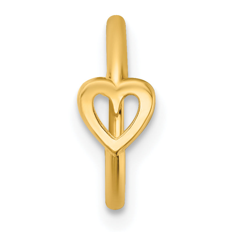 14k 16 Gauge Polished Open Heart 10.0mm Hinged Cartilage Ring