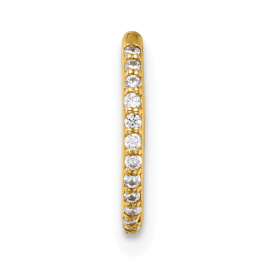 14k 16 Gauge Polished CZ 9.0mm Hinged Cartilage Ring