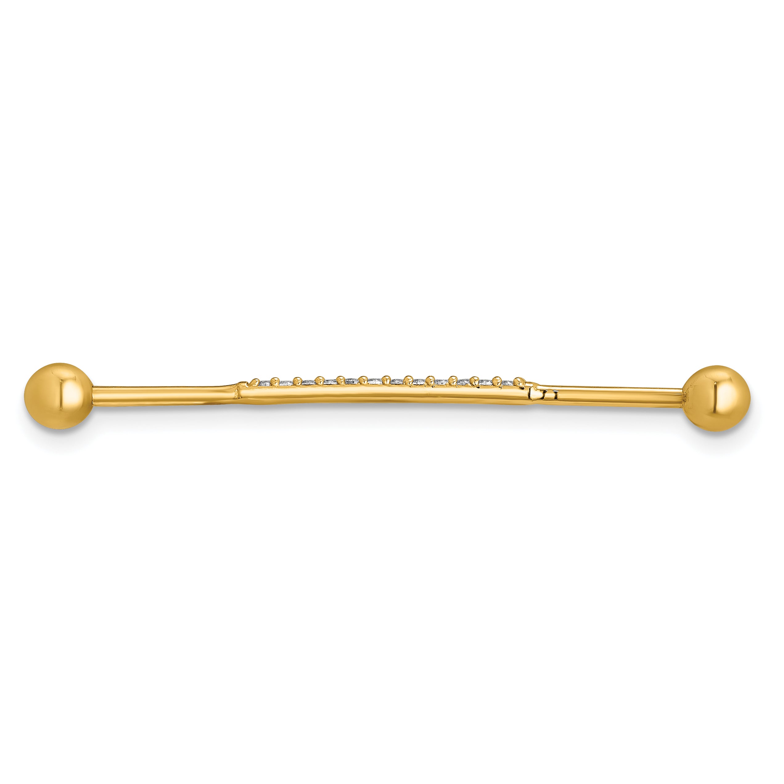 14k 16 Gauge Polished CZ Industrial Bar Secondary image