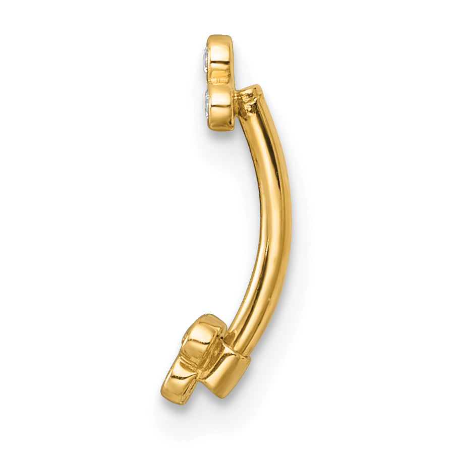 14k 16 Gauge Polished CZ Eyebrow Ring