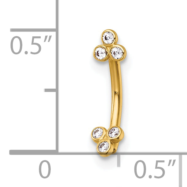 14k 16 Gauge Polished CZ Eyebrow Ring