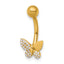 14k 14 Gauge Polished CZ Butterfly Navel Ring