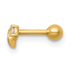 14k 18 Gauge Polished CZ Heart Labret Stud