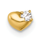 14k 18 Gauge Polished CZ Heart Labret Stud