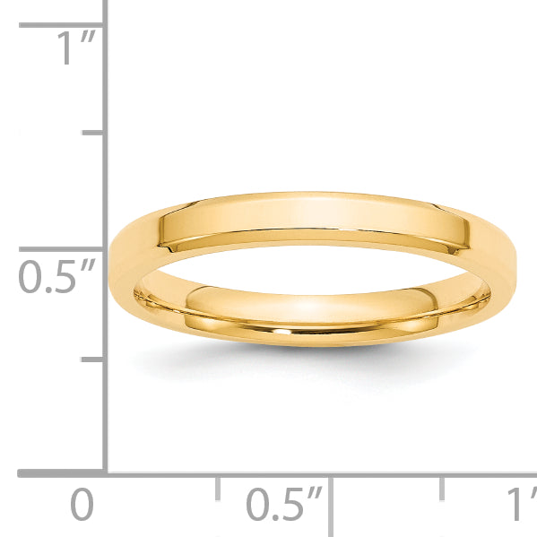 3.0mm 14K Yellow Gold Beveled Edge Comfort Fit Wedding Band - Sophia Jewelers