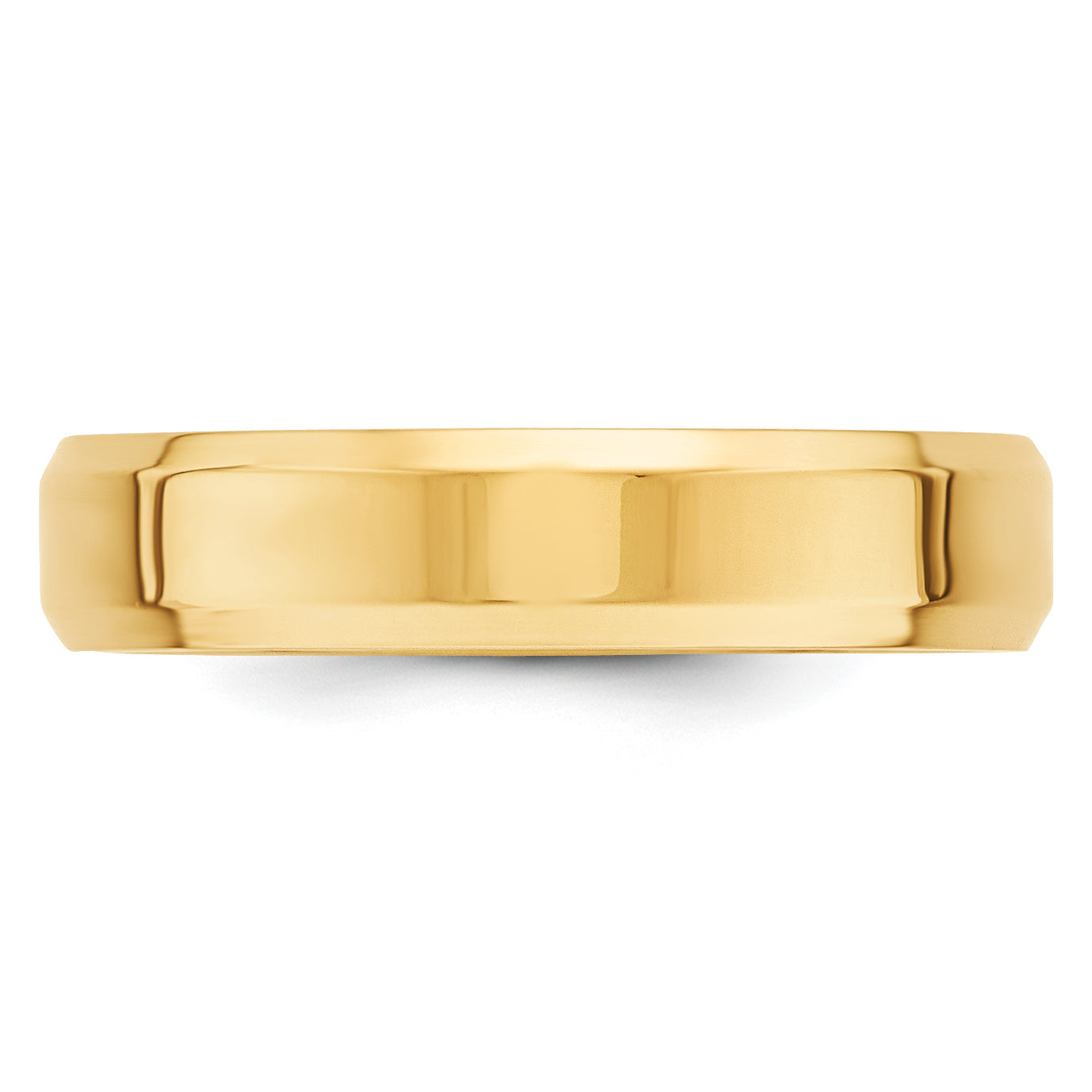 14k Yellow Gold 5mm Beveled Edge Comfort Fit Wedding Band Size 14