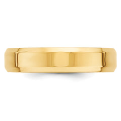 14k Yellow Gold 5mm Beveled Edge Comfort Fit Wedding Band Size 14
