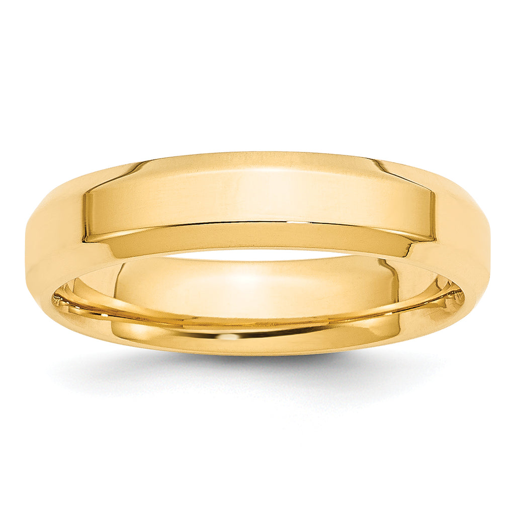 5.0mm 14K Yellow Gold Beveled Edge Comfort Fit Wedding Band - Sophia Jewelers