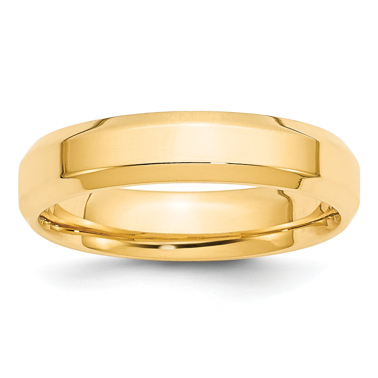 5.0mm 14K Yellow Gold Beveled Edge Comfort Fit Wedding Band - Sophia Jewelers