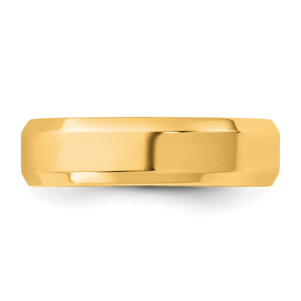 5.5mm 14K Yellow Gold Beveled Edge Comfort Fit Wedding Band - Sophia Jewelers