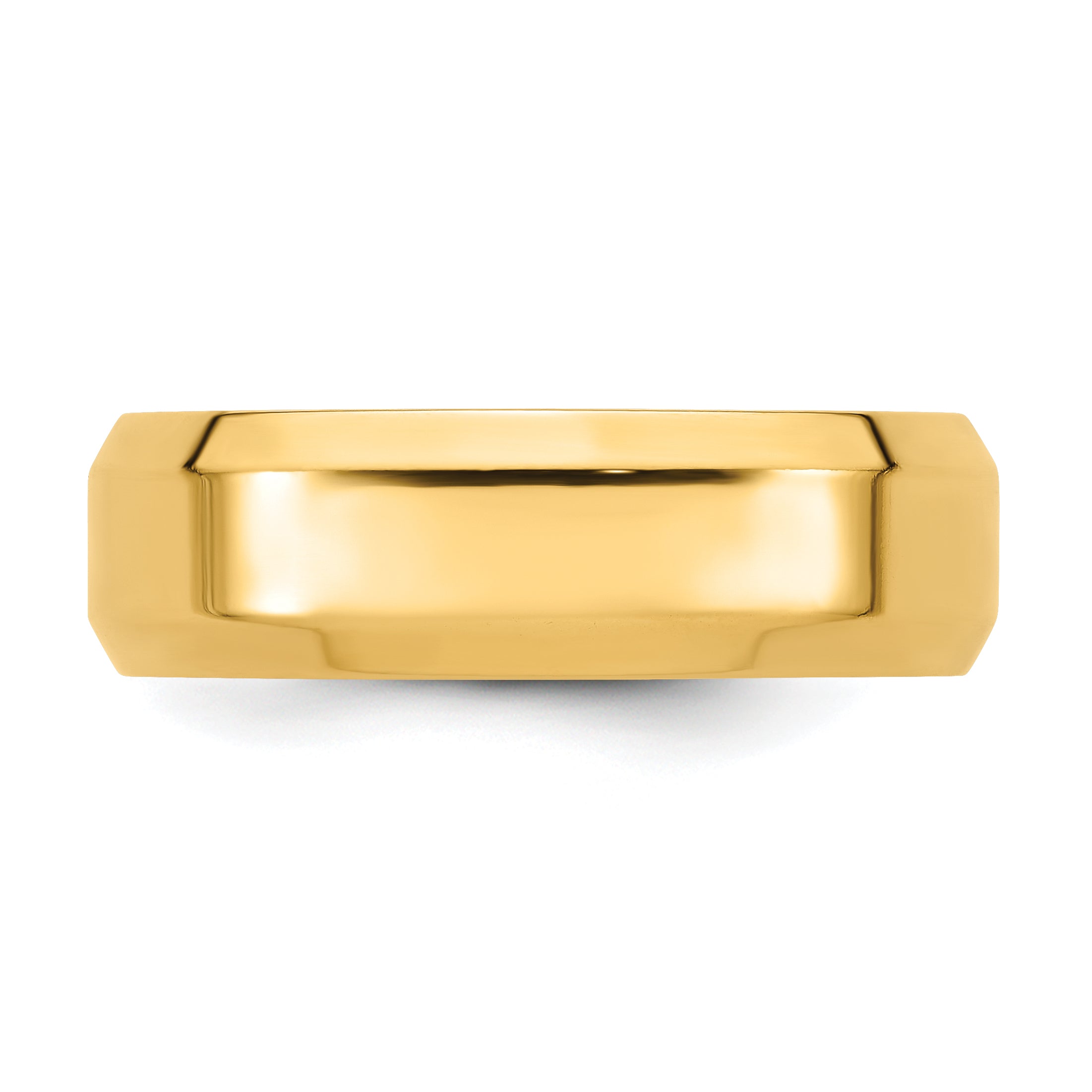 7.0mm 14K Yellow Gold Beveled Edge Comfort Fit Wedding Band - Sophia Jewelers