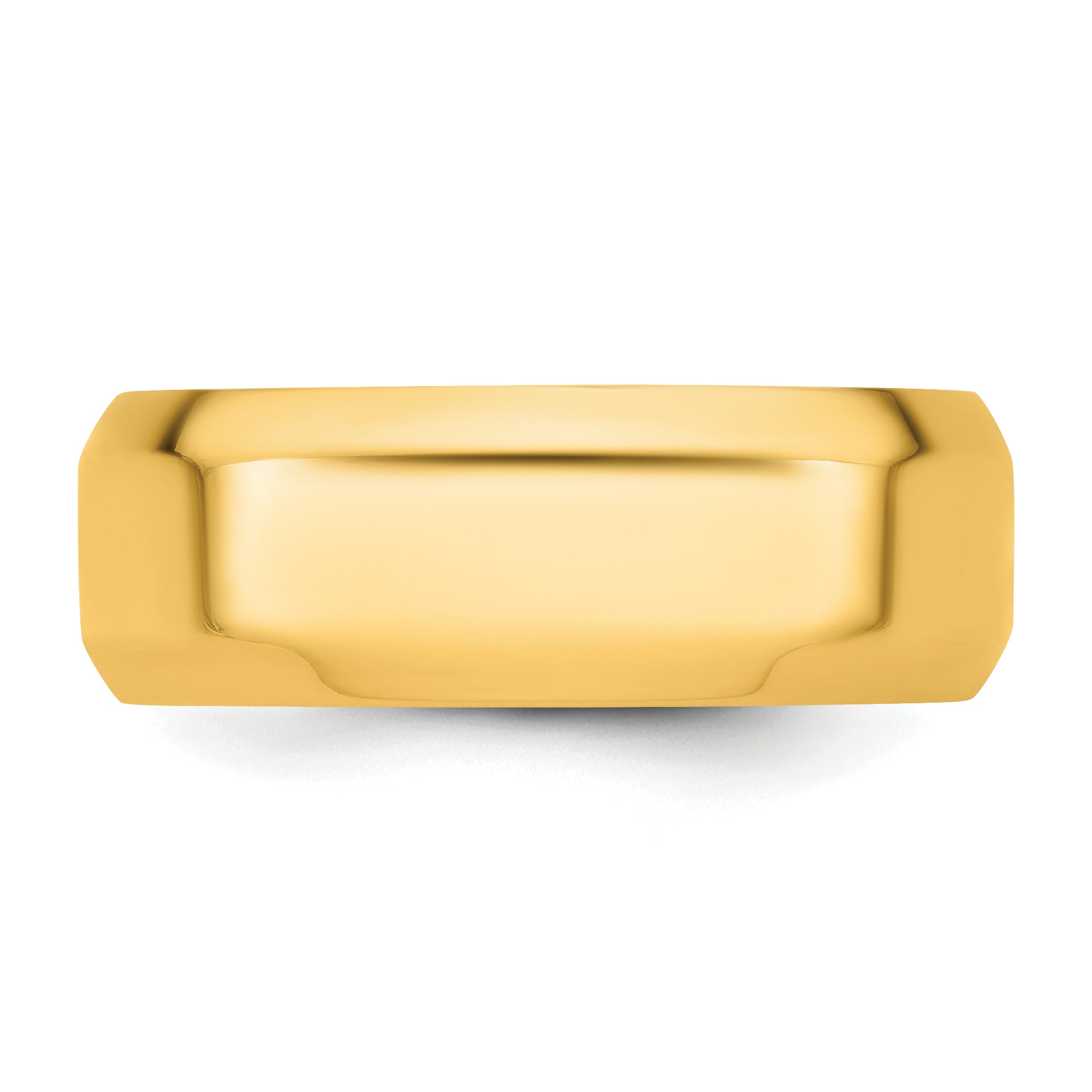 14k Yellow Gold 8mm Beveled Edge Comfort Fit Wedding Band Size 14