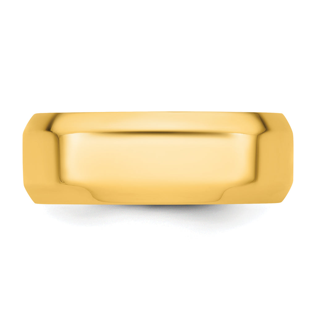 8.0mm 14K Yellow Gold Beveled Edge Comfort Fit Wedding Band - Sophia Jewelers