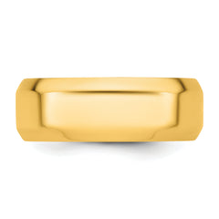 14k Yellow Gold 8mm Beveled Edge Comfort Fit Wedding Band Size 14