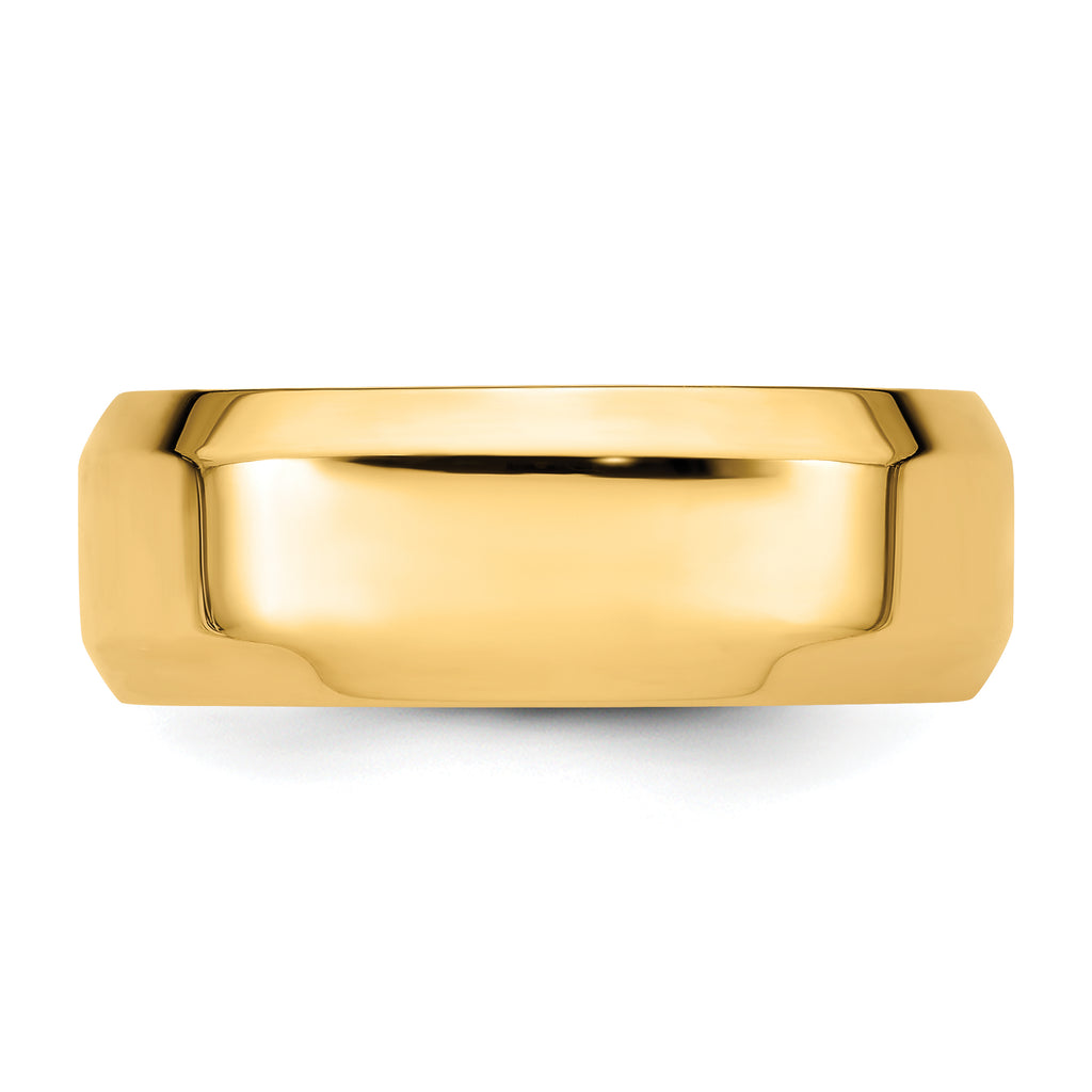 8.0mm 14K Yellow Gold Beveled Edge Comfort Fit Wedding Band - Sophia Jewelers