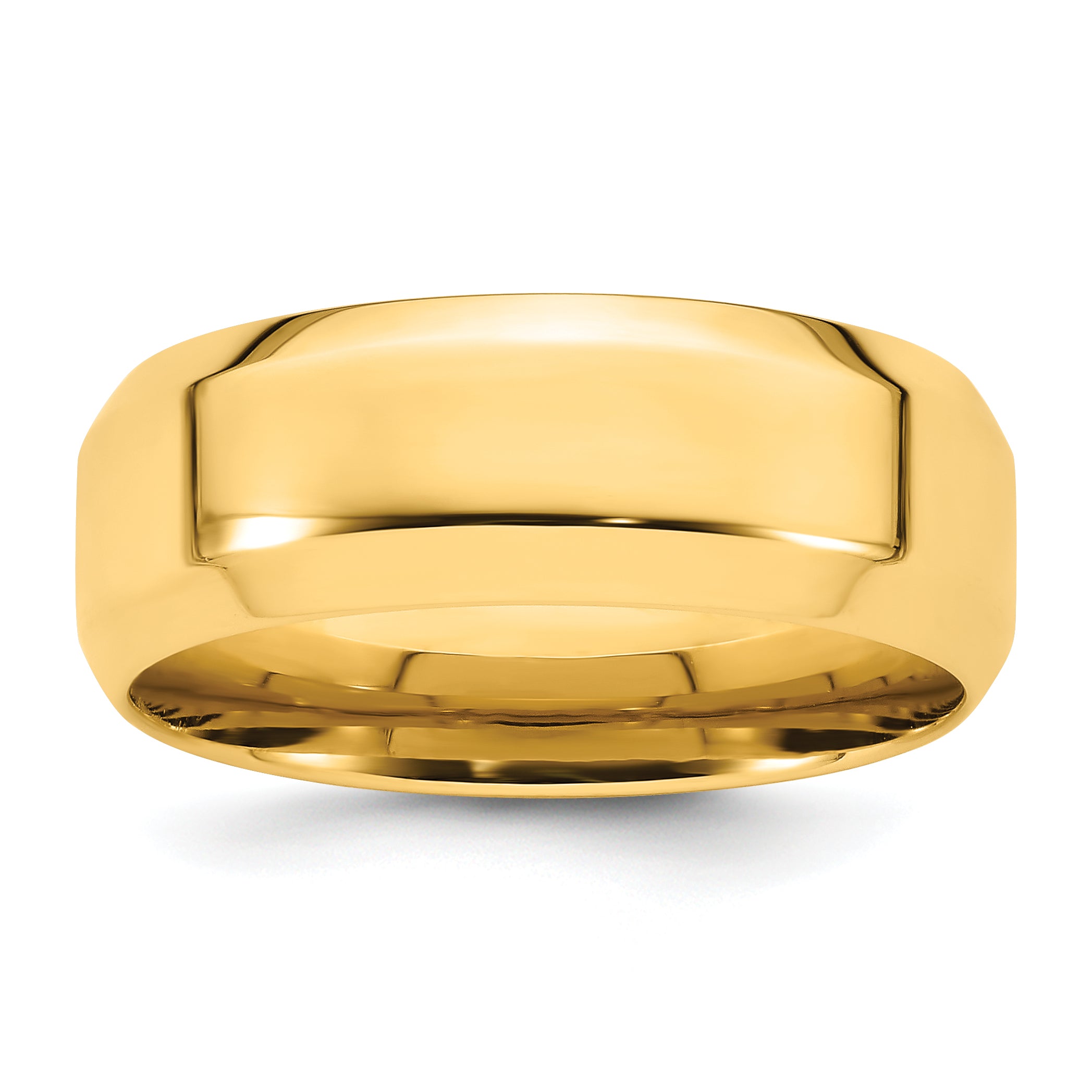 8.0mm 14K Yellow Gold Beveled Edge Comfort Fit Wedding Band - Sophia Jewelers Main image